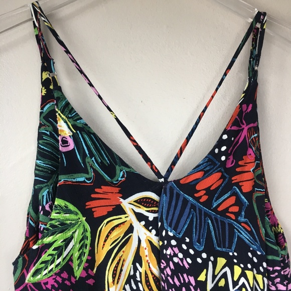 TOPSHOP Black Tropical Floral Slip Dress sz 2 - Picture 9 of 10